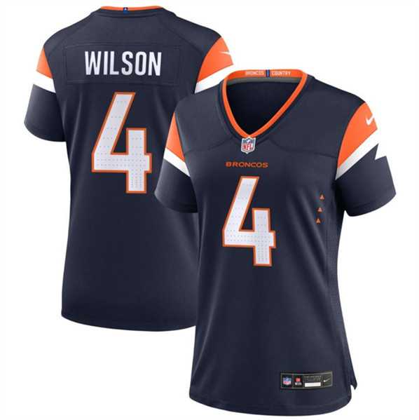 Womens Denver Broncos #4 Zach Wilson Navy 2024 Stitched Jersey Dzhi->women nfl jersey->Women Jersey